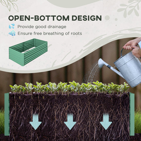 Green corrugated metal outsunny raised garden bed in 90cm size with galvanised steel and protective coating