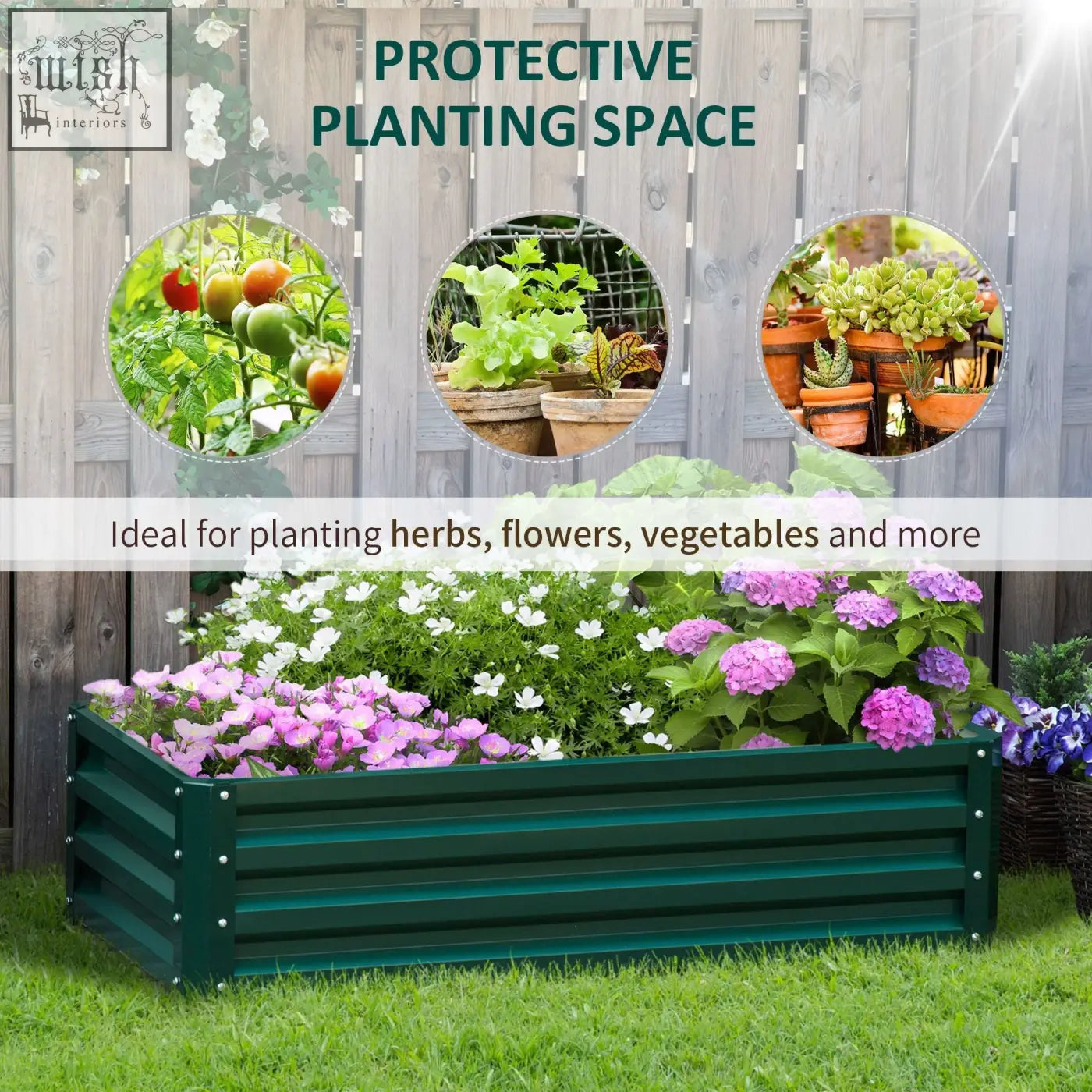 Green corrugated powder coated steel raised garden bed from Outsunny for herbs and veggies on patio or balcony