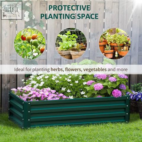 Green corrugated powder coated steel raised garden bed from Outsunny for herbs and veggies on patio or balcony