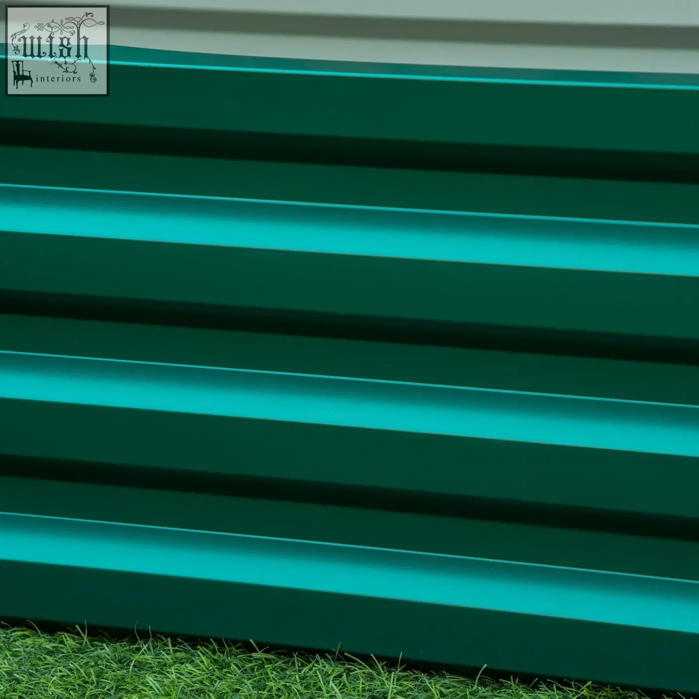 Teal powder coated steel panels on outsunny raised beds for garden use great for patios and balconies