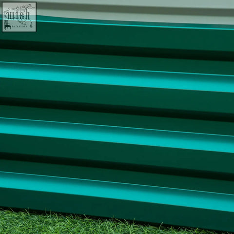 Teal powder coated steel panels on outsunny raised beds for garden use great for patios and balconies