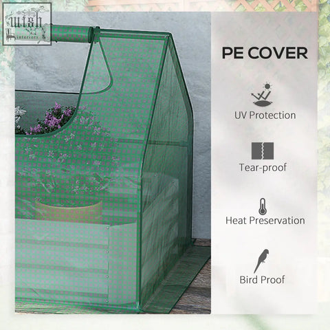 Green plastic cover greenhouse for raised garden bed with uv protection tear-proof material and birdproof design