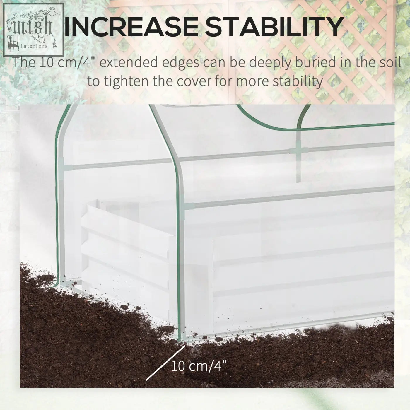 Outsunny raised garden bed with white plastic cover greenhouse and 10 cm extended edges for soil stability