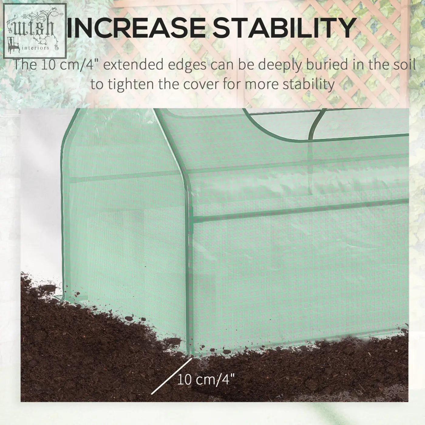 Outsunny raised garden bed with green plastic cover and steel frame features extended edges for soil burial stability