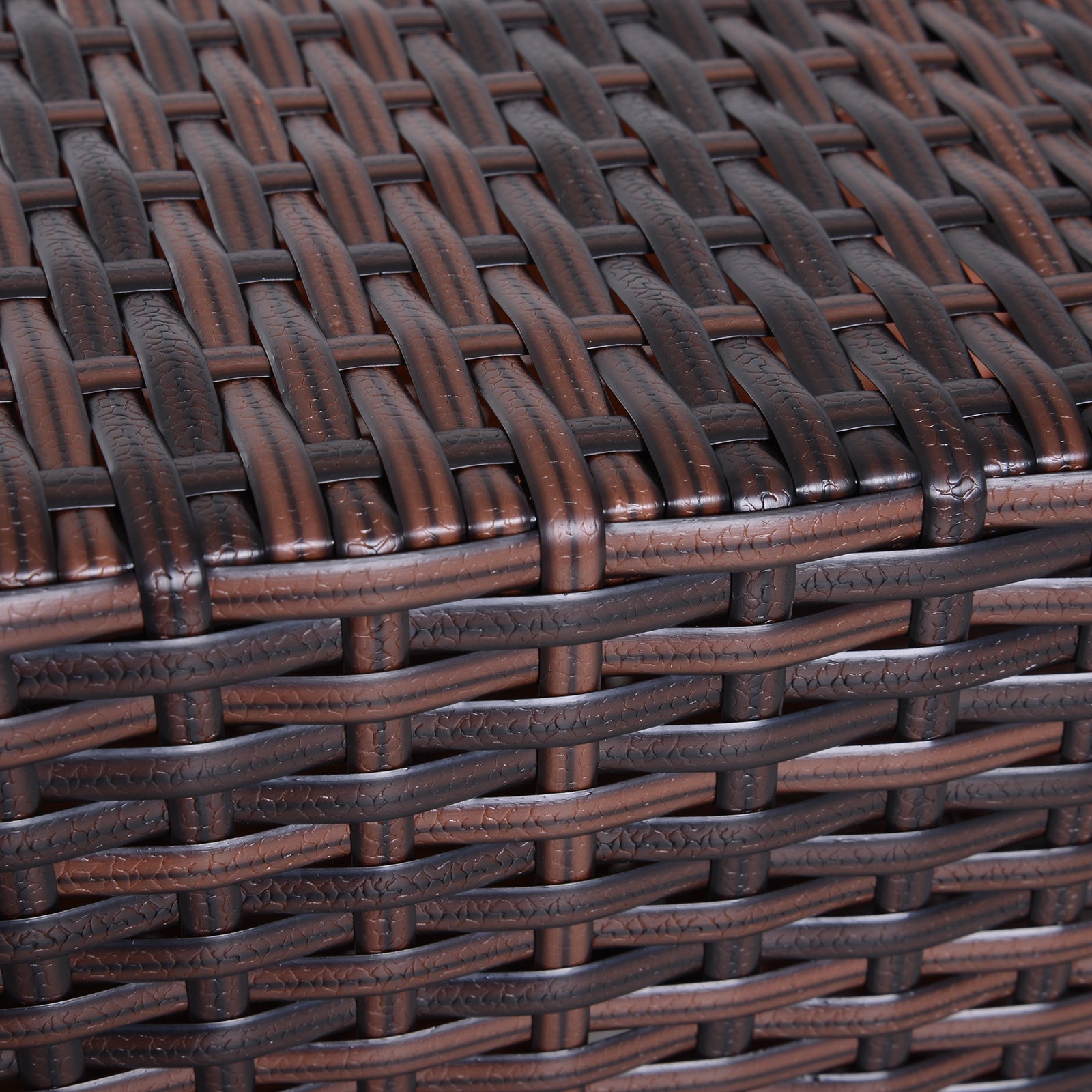 Outsunny Rattan Outdoor Coffee Table, Wicker Garden Patio Bistro Side Table with Umbrella Hole and Storage Space for Balcony, Porch, Brown