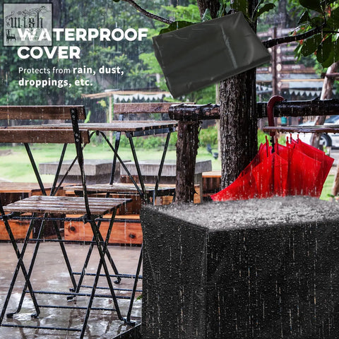 Black waterproof cover for outsunny rattan-style pit table with 40000 btu burner and mesh guard for outdoor use