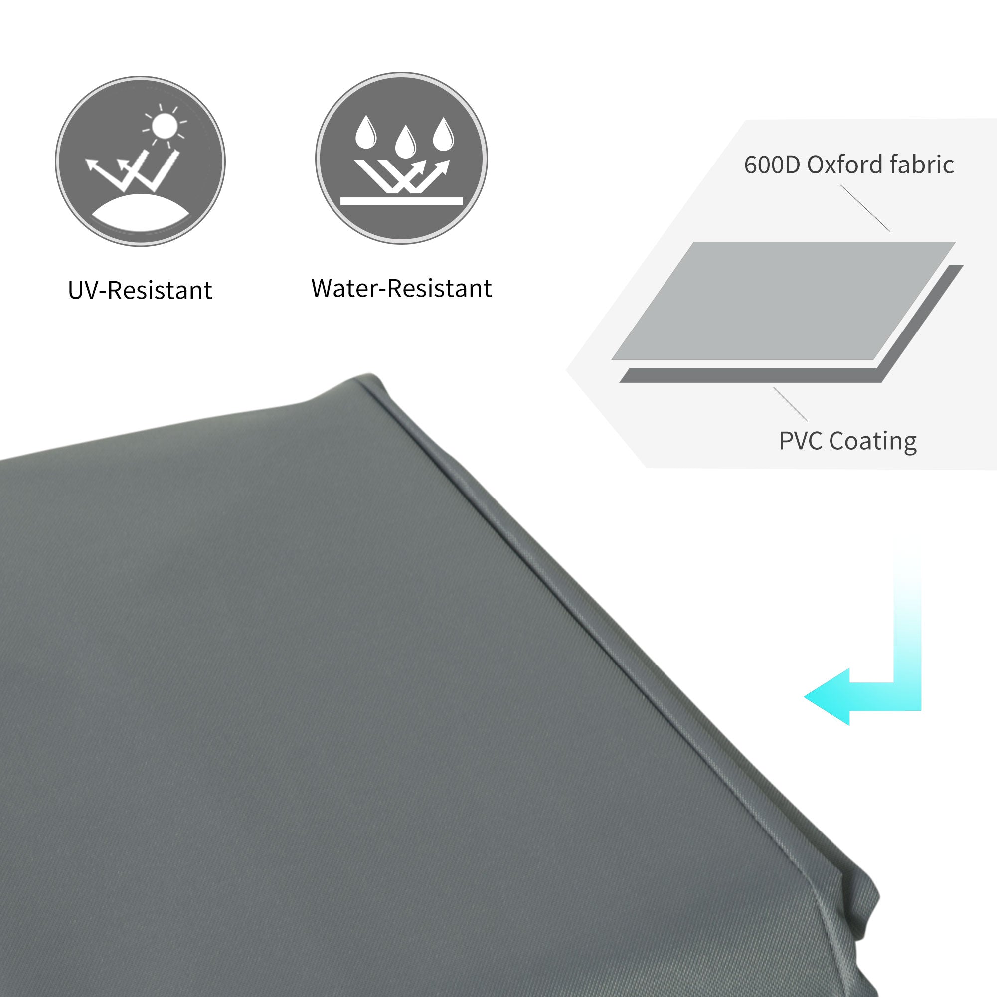 Grey 600d oxford fabric outdoor cover with pvc coating for 3 seater patio sofa set water and uv resistant