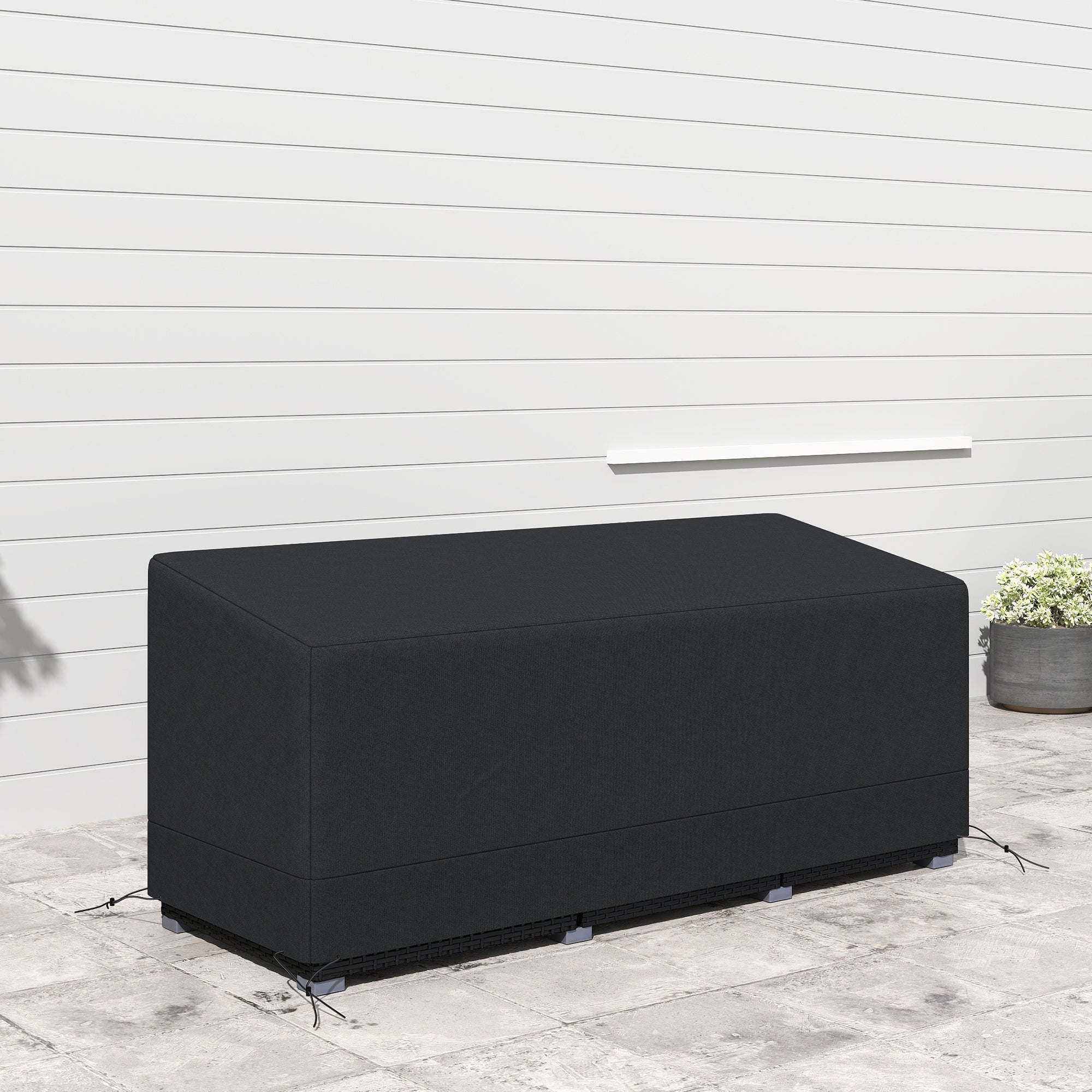 Outsunny black outdoor storage box cover with reinforced corners made of durable 600d oxford fabric for patio furniture