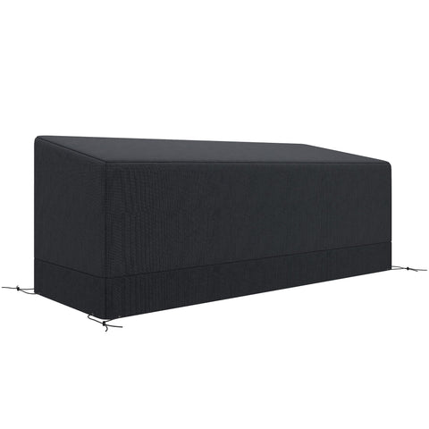Black rectangular outdoor furniture cover with drawstring ties made of durable 600d oxford fabric for patio sofa set