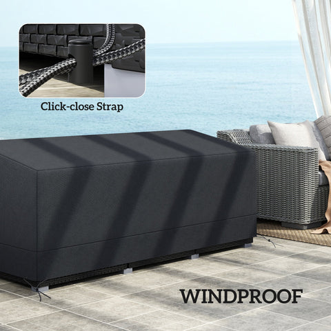 Black outsunny rectangular patio furniture cover with click-close strap system made of 600d oxford fabric