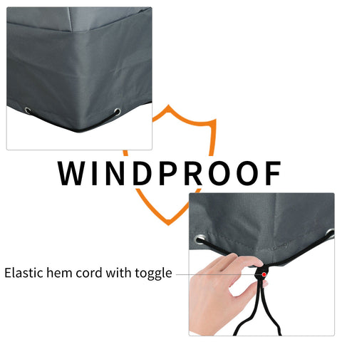 Dark gray outsunny patio furniture cover with elastic hem cord made of durable 600d oxford fabric for outdoor use