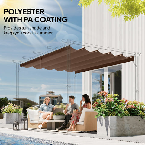 Brown polyester pergola cover with pa coating for sun shade and summer cooling, outsunny replacement canopy fabric