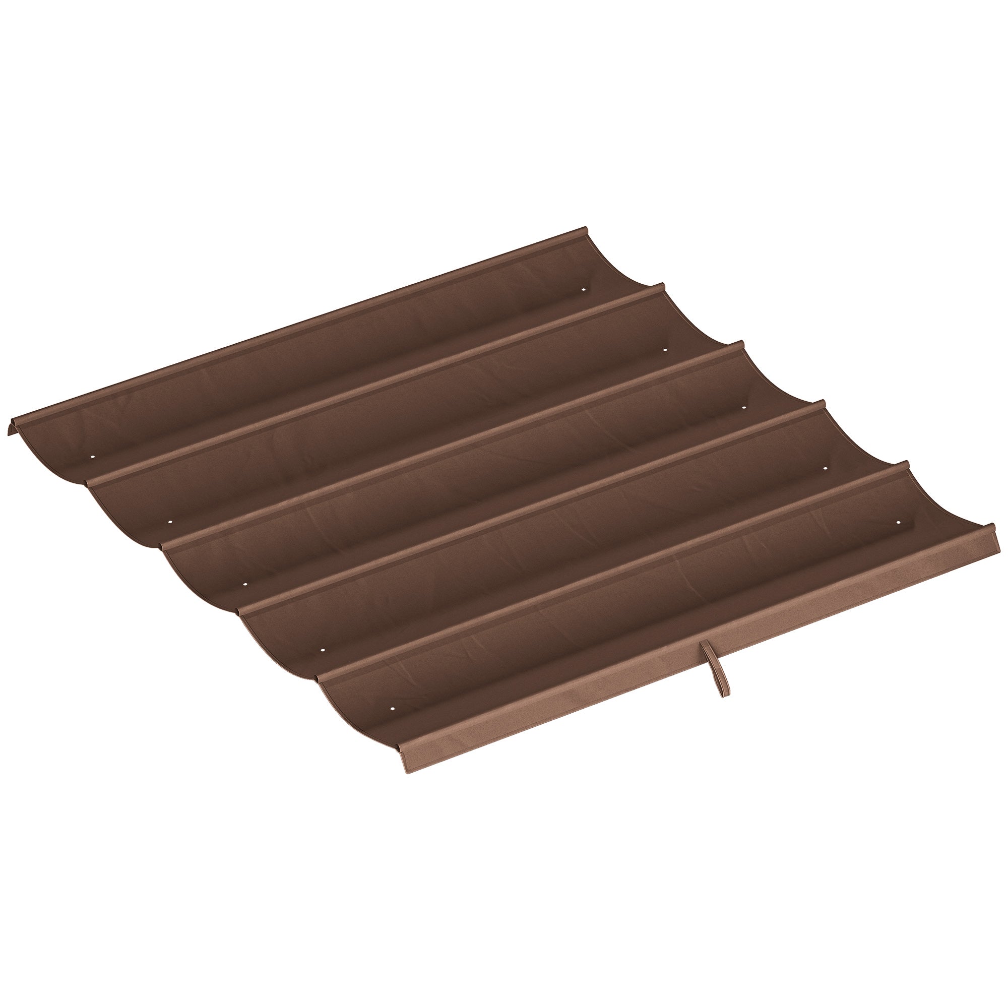 Brown metal gutter with wavy segmented design and pre-drilled holes for outsunny retractable pergola cover fabric