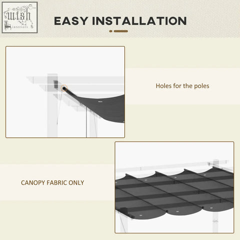 Outsunny dark grey pergola shade cover with scalloped edges and plastic coating reinforced holes for pole attachment