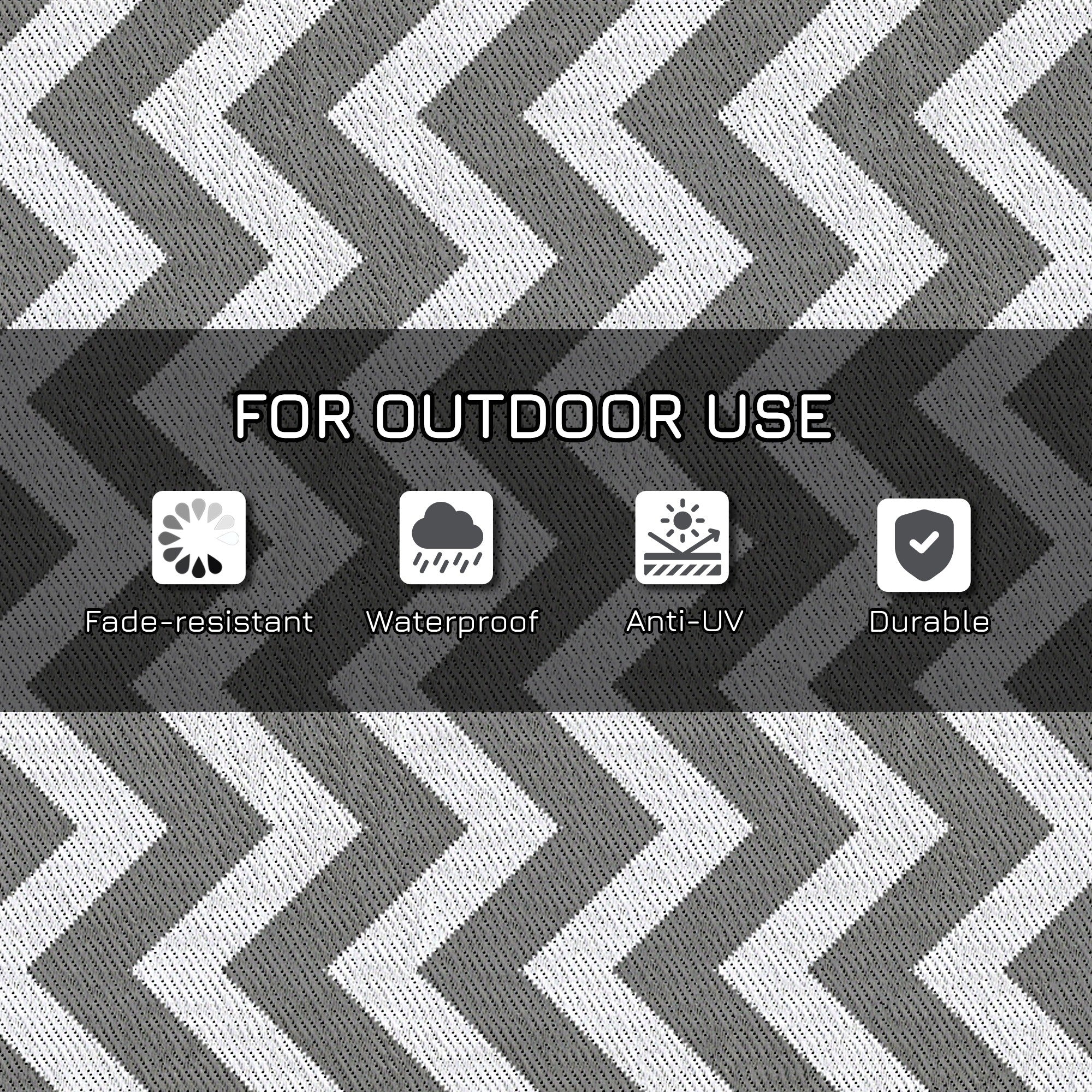 Outsunny Reversible Outdoor Rug, 1.2 x 1.8m Patio Carpet, Waterproof Plastic Rug for Garden, Deck, Picnic, Beach, Camping, Grey and White