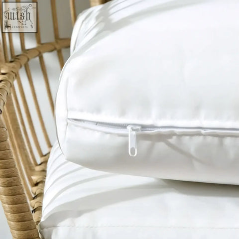 White quilted cushion with zipper closure for khaki outsunny round pe rattan egg chair with adjustable foot knobs