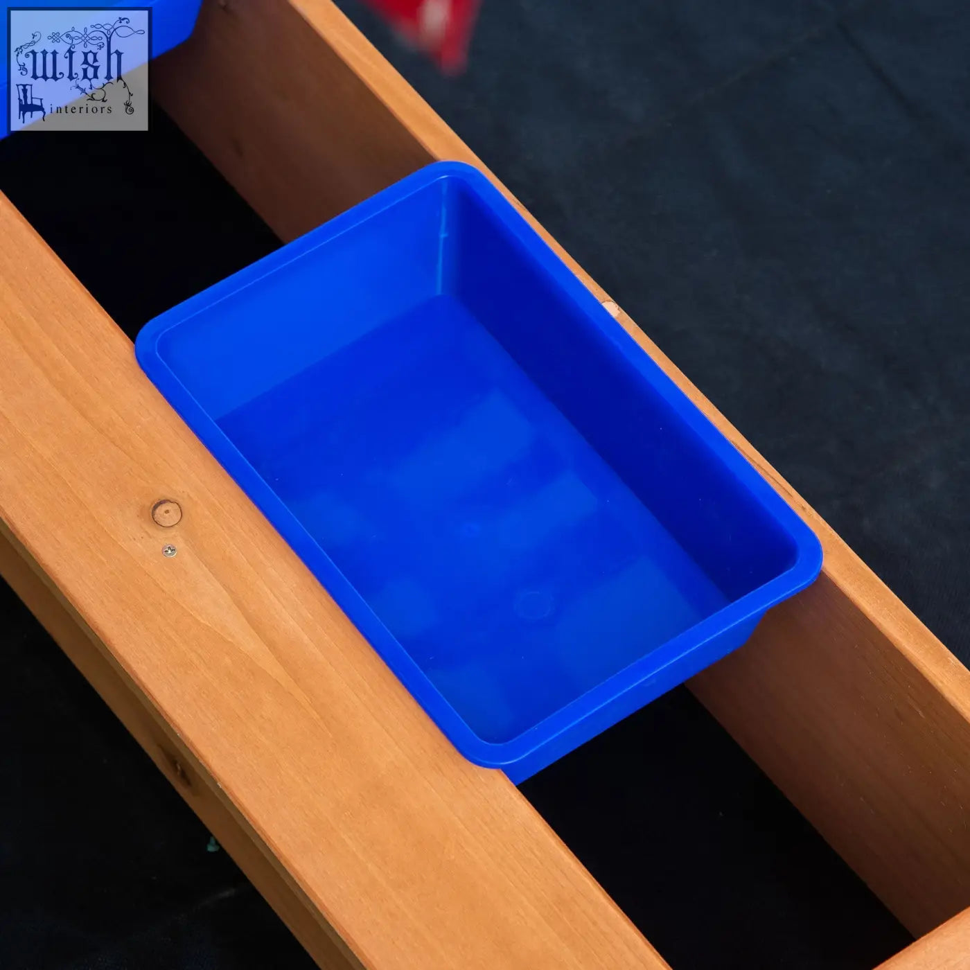 Bright blue rectangular plastic basin for outsunny kids wooden sandbox with bottomless design and adjustable canopy