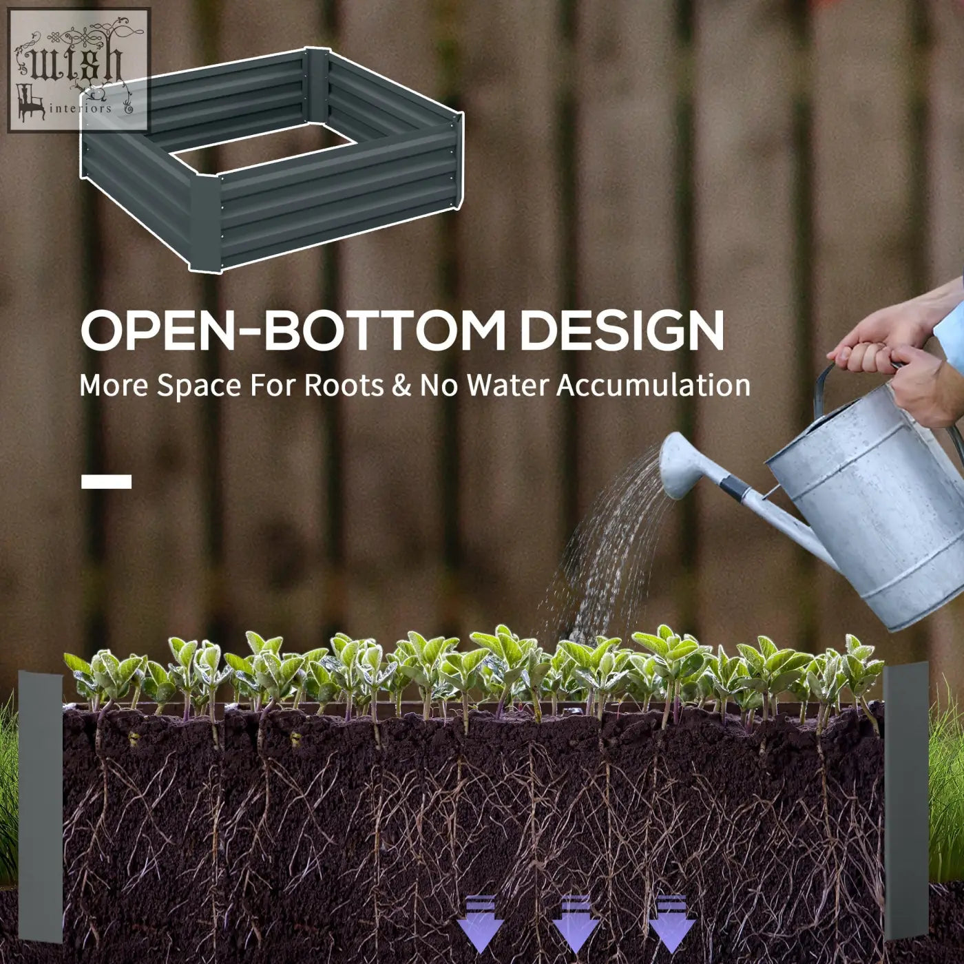 Outsunny set of 2 dark grey galvanized corrugated metal raised garden beds with open-bottom design for easy drainage