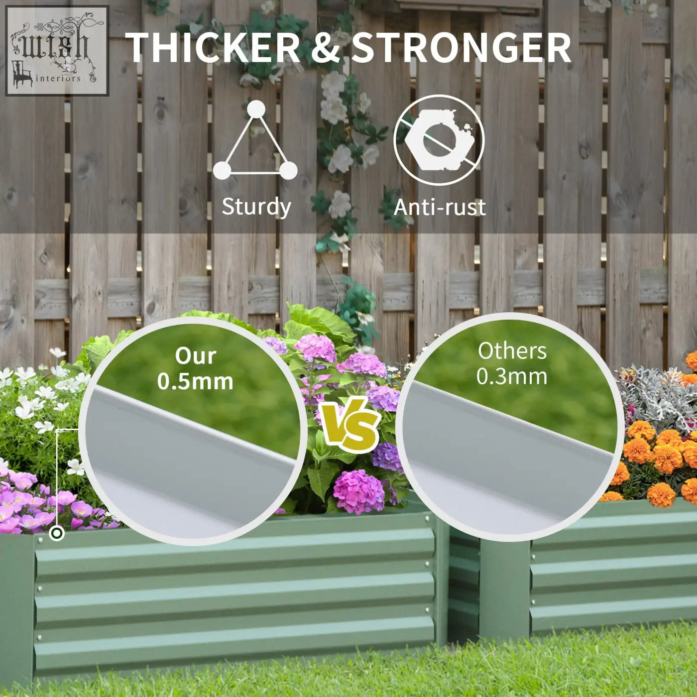 Green corrugated metal raised garden bed with 0.5mm thickness and anti-rust finish by Outsunny