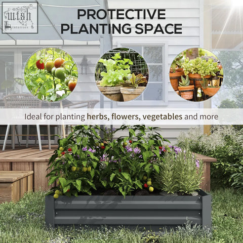 Dark grey corrugated metal raised garden bed set of 2 by outsunny for flowers herbs and veggies