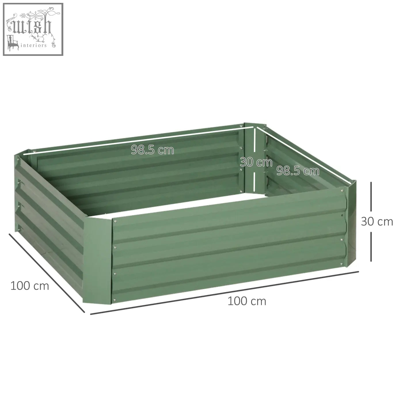 Green outsunny set raised garden bed made of corrugated metal with 100x100x30cm dimensions for flowers and herbs