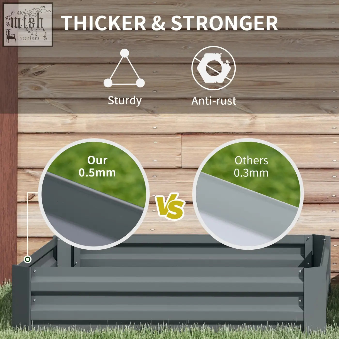 Dark grey thickened metal raised garden bed with reinforced construction and anti-rust coating by outsunny