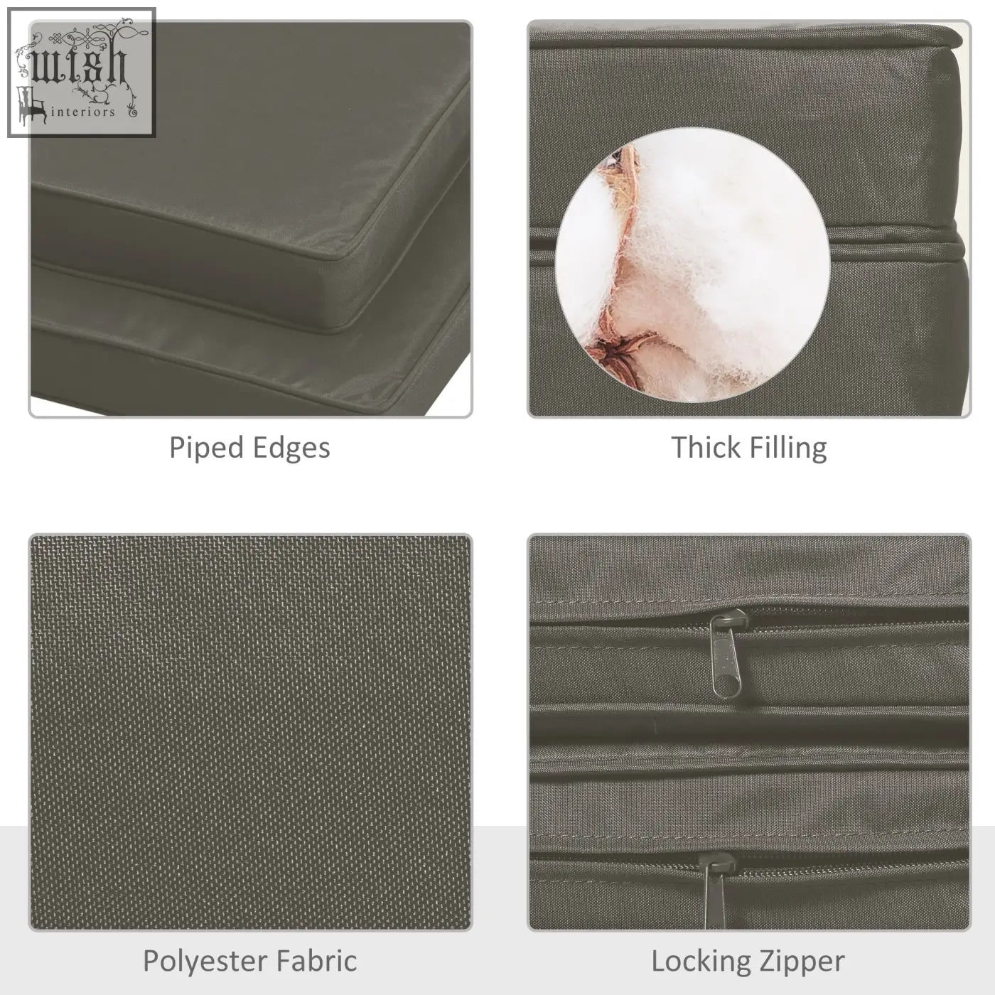 Outsunny set of 2 dark olive green polyester fabric covers cushions with two tie fastenings for outdoor furniture