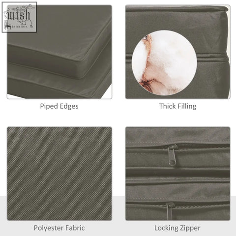Outsunny set of 2 dark olive green polyester fabric covers cushions with two tie fastenings for outdoor furniture