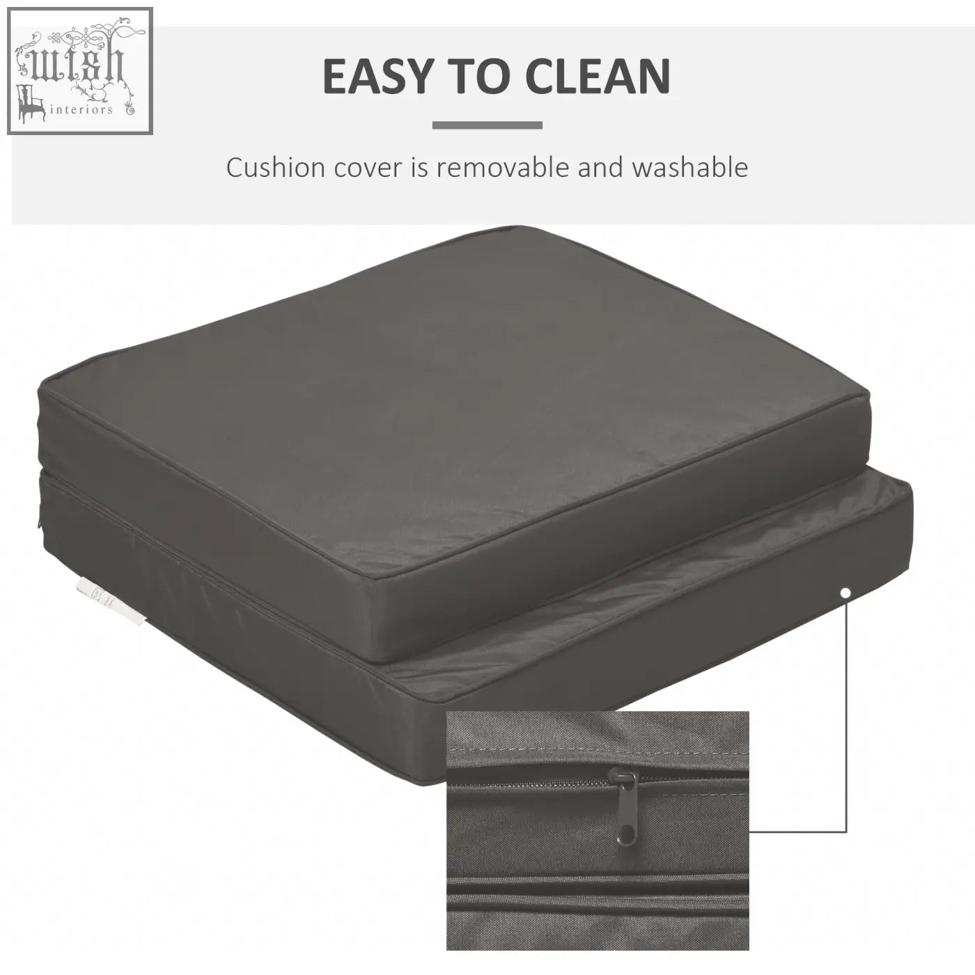 Outsunny set of 2 dark grey seat cushions with removable polyester fabric covers and zipper closure for outdoor use