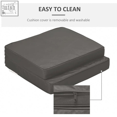 Outsunny set of 2 dark grey seat cushions with removable polyester fabric covers and zipper closure for outdoor use