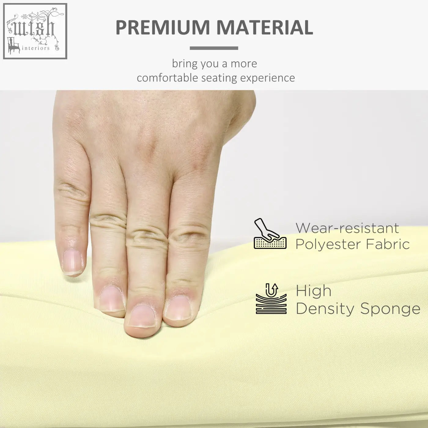Outsunny set of 2 garden seat and back cushions with pale yellow polyester fabric covers and high-density sponge filling