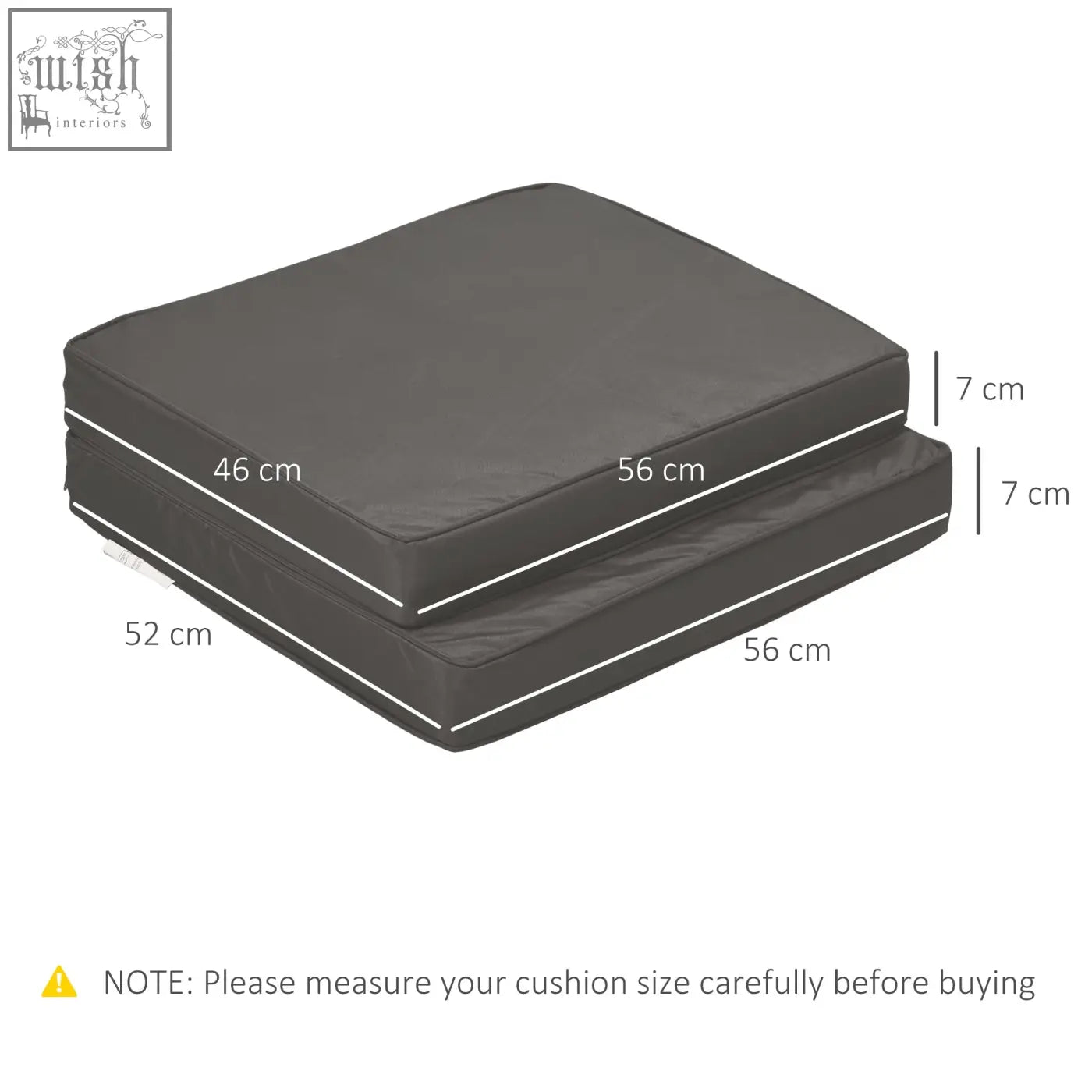 Dark gray outsunny seat cushion with quilted polyester fabric covers and visible stitching for outdoor furniture