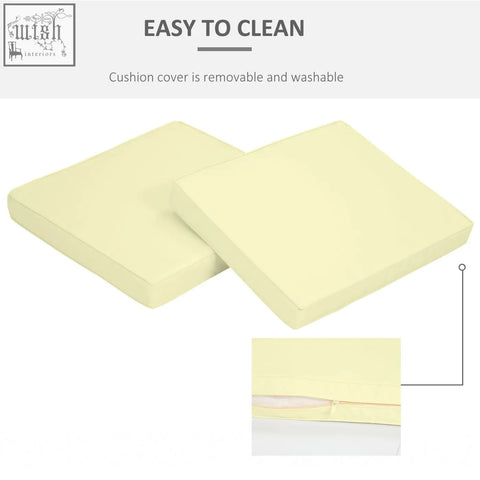 Cream-colored outsunny polyester fabric covers with zipper closure for removable and washable outdoor cushions