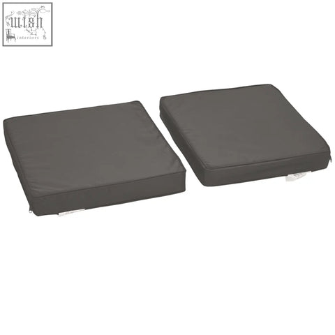 Two dark grey outsunny seat cushions with polyester fabric covers and stitched edges for outdoor furniture