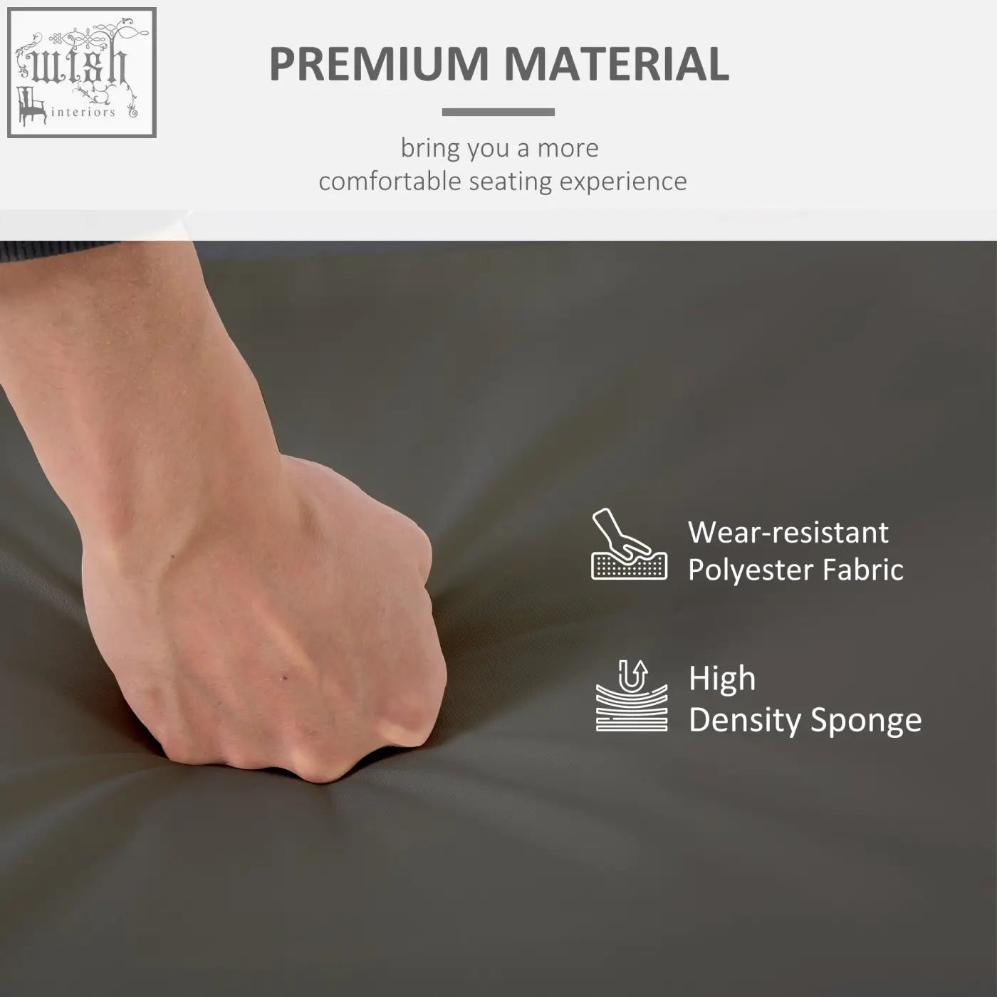 Dark gray outsunny outdoor seat cushion set with wear-resistant polyester fabric covers and high-density sponge core