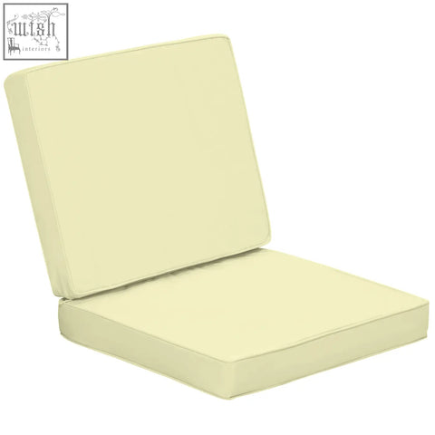 Cream outdoor chair cushion set with plush durable polyester fabric covers for garden seat and back cushions