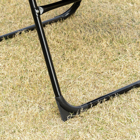 Black metal folding chair leg with matte finish and reinforced corner cap on outsunny foldable design patio chaise lounge
