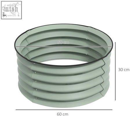 A light green outsunny metal planter box made of galvanised steel with black trim for safe direct contact and easy carry safely