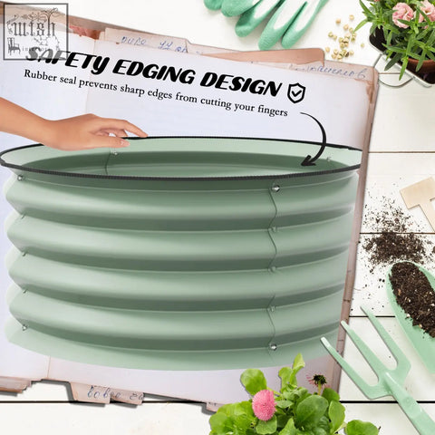 Mint green outsunny raised garden bed set of 2 with galvanised steel, safety edging, and rubber seals to carry safely
