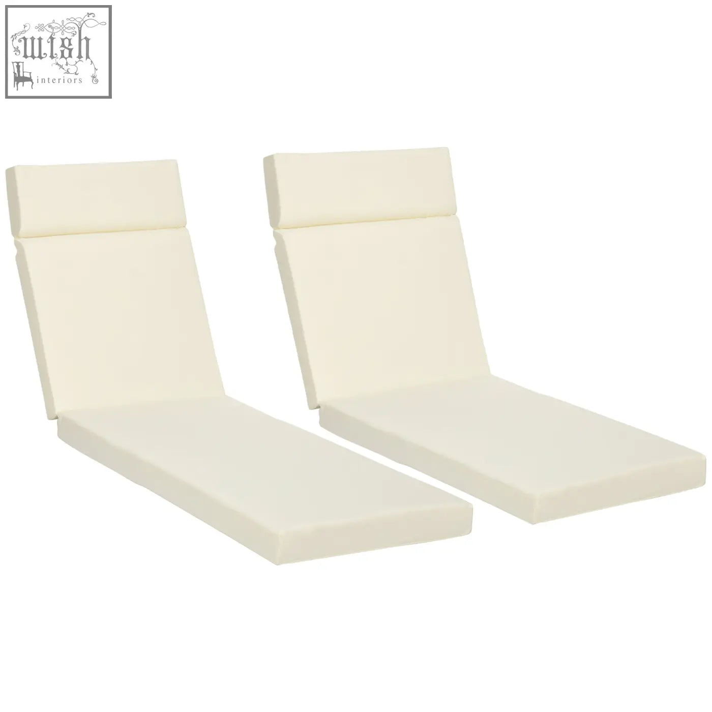 Cream white replacement cushions for sun lounger with plush polyester fabric and padded headrests by Outsunny