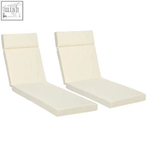 Cream white replacement cushions for sun lounger with plush polyester fabric and padded headrests by Outsunny