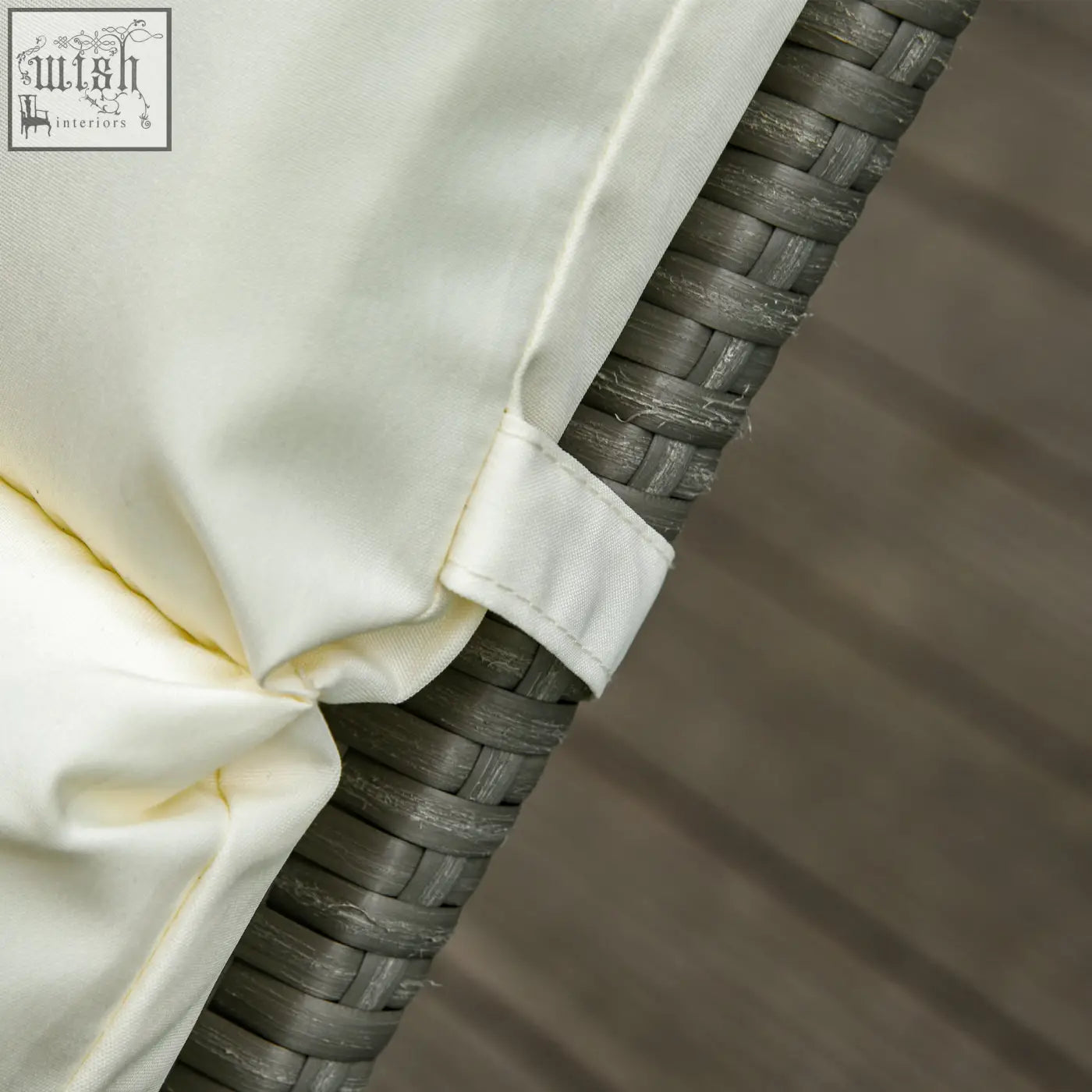 Cream white outsunny replacement cushions made of polyester fabric with stitched seams for rattan sun loungers