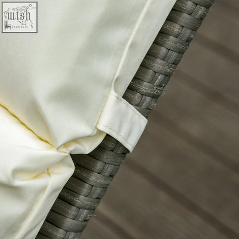 Cream white outsunny replacement cushions made of polyester fabric with stitched seams for rattan sun loungers