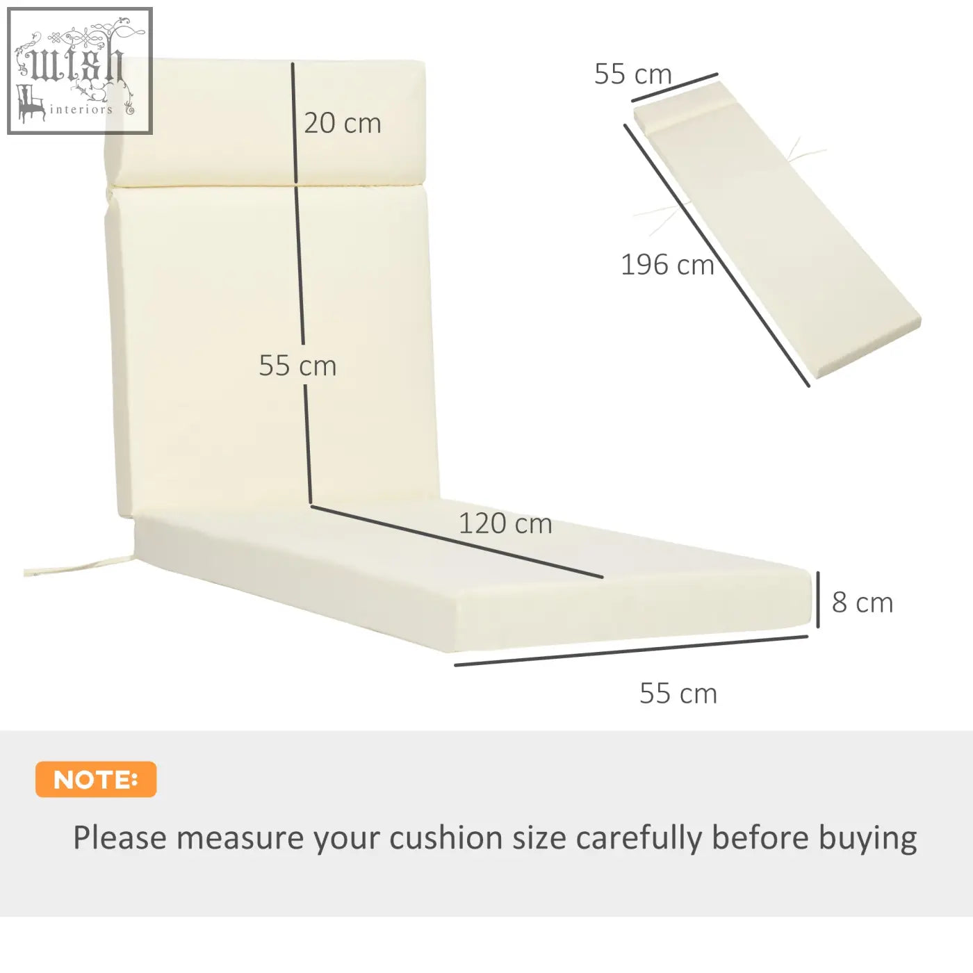 Cream white outsunny replacement cushions made of soft polyester fabric for outdoor rattan sun loungers