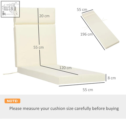 Cream white outsunny replacement cushions made of soft polyester fabric for outdoor rattan sun loungers