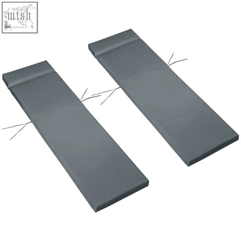 Gray rectangular outdoor replacement cushions with polyester fabric and ties for rattan furniture in dark grey
