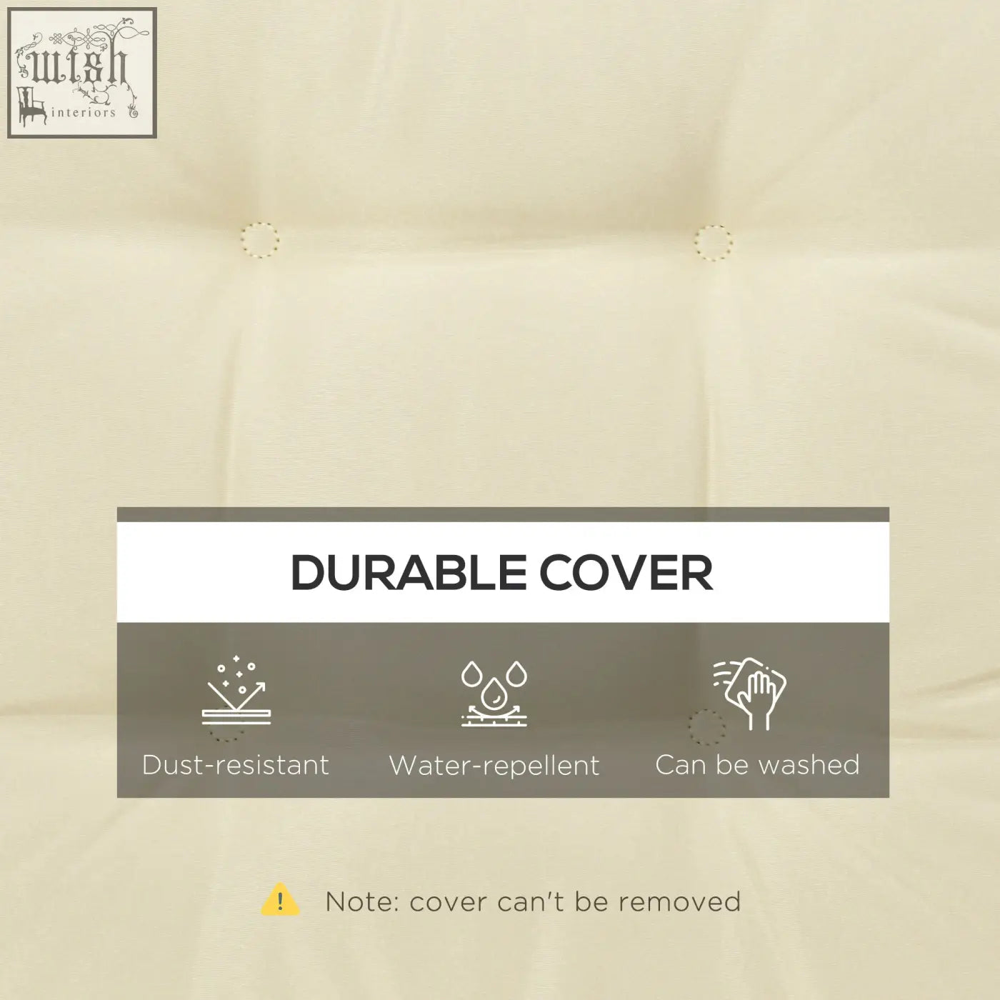 Beige outsunny garden seat cushion with two tie fastenings durable dust-resistant and water-repellent outdoor seating pad