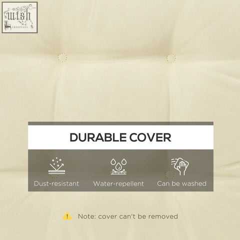 Beige outsunny garden seat cushion with two tie fastenings durable dust-resistant and water-repellent outdoor seating pad