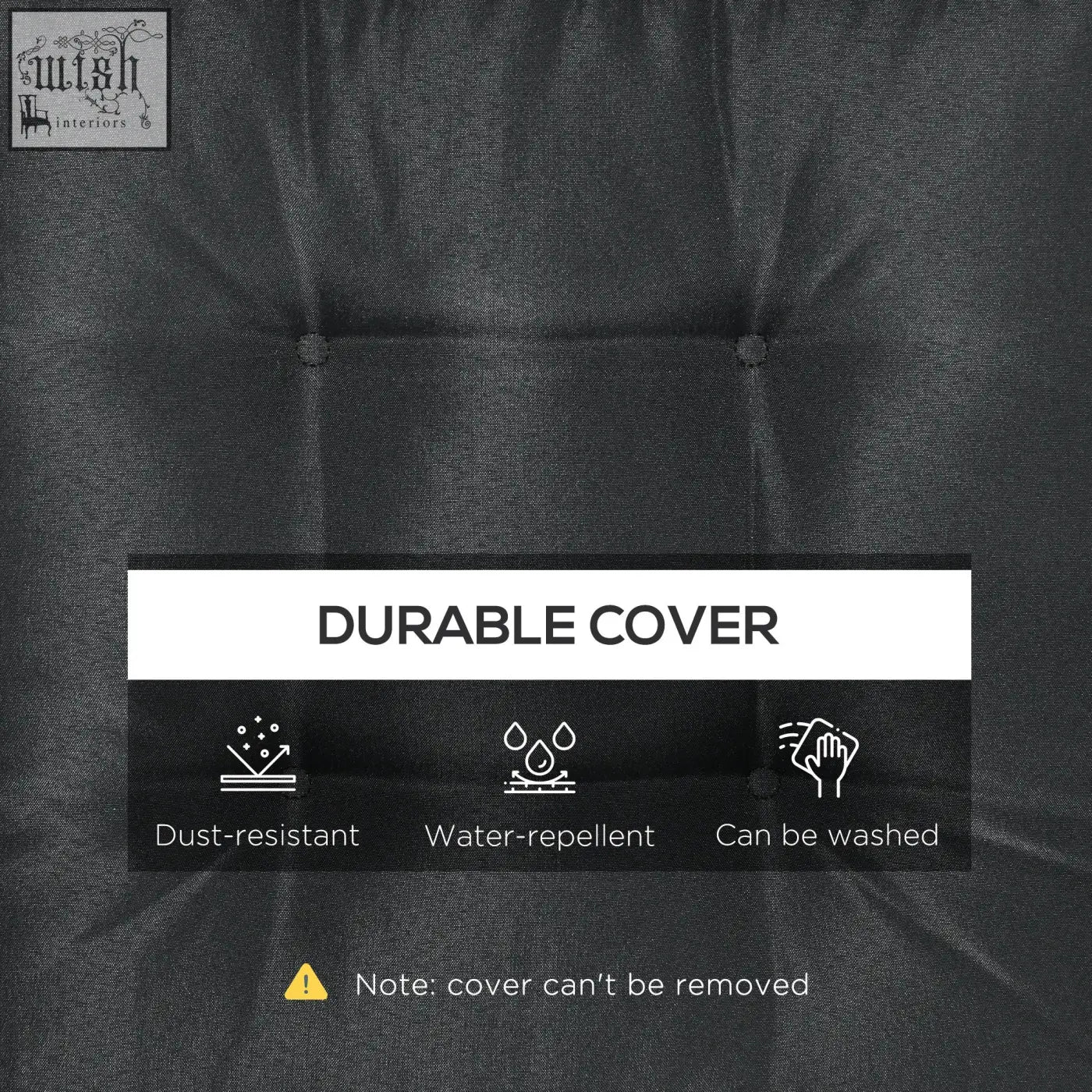 Black tufted fabric outdoor seating cushion with two tie fastenings for secure fit by Outsunny set of 4