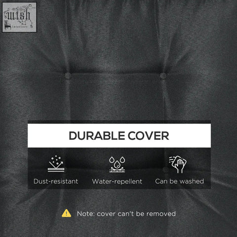 Black tufted fabric outdoor seating cushion with two tie fastenings for secure fit by Outsunny set of 4